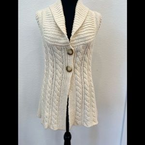 Eddie Bauer Cream Cable Knit Sweater Vest